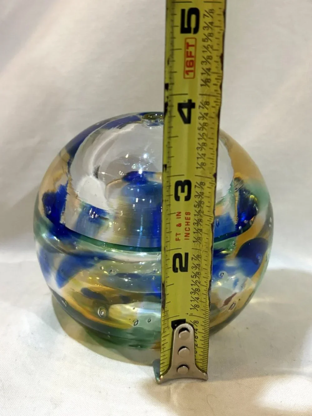 Hand Blown Art Glass Oil Lamp